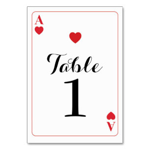Numéro de table Mariage As de cœur Cartes à jouer