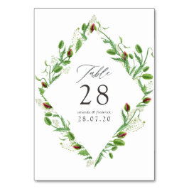 Numéro De Table Mariage aux coquelicots rose aquarelle