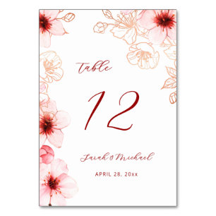 Numéro De Table Mariage aux fleurs de cerisier
