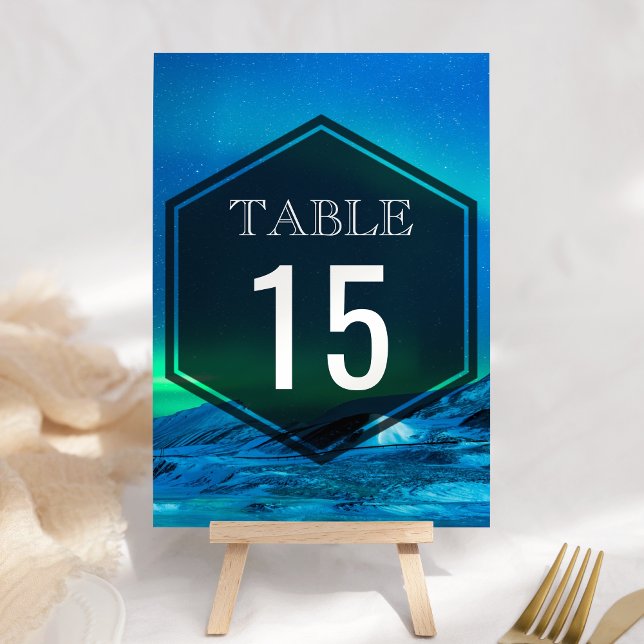 Numéro De Table Mariage aux lumières boréales de l'aurore arctique (Créateur téléchargé)
