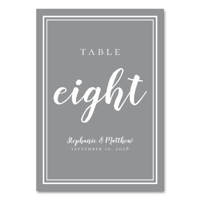 Numéro De Table Mariage Blanc Gris | Table Simple Moderne Huit (Par défaut)