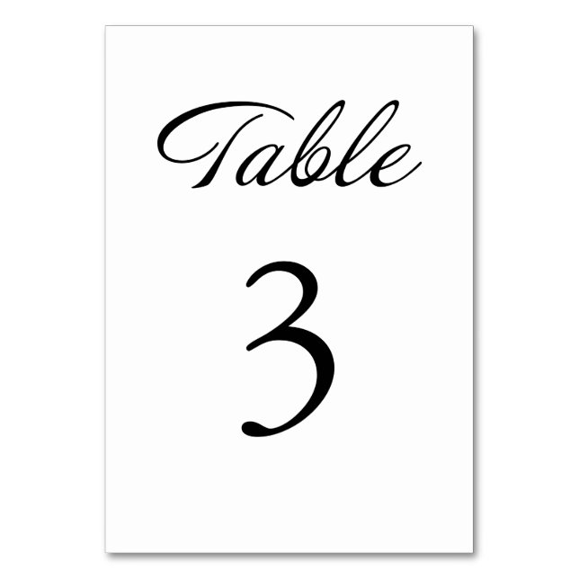 Numéro De Table Mariage blanc minimaliste de script moderne (Par défaut)