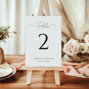 Numéro De Table Mariage blanc simple et élégant