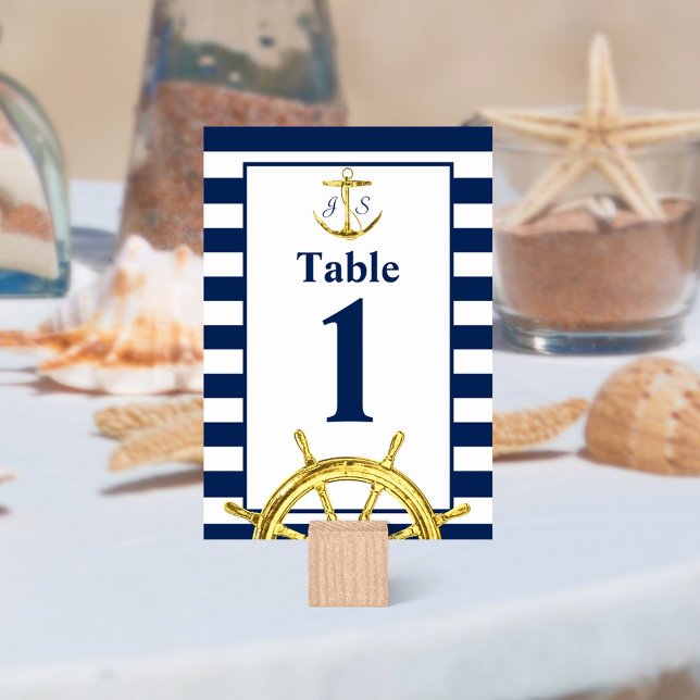 Numéro De Table Mariage bleu et or marine (Créateur téléchargé)