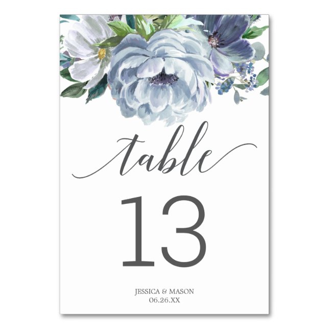 Numéro De Table Mariage bleu foncé Numéros de tableau double face (Par défaut)