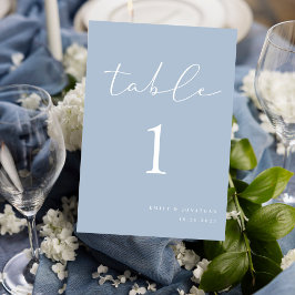 Numéro De Table Mariage bleu foncé simple et élégant