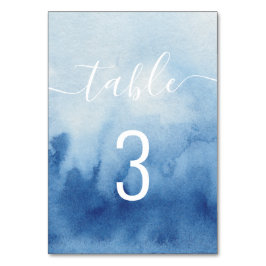 Numéro De Table Mariage bleu marine aquarelle. Écriture moderne
