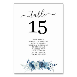 numéro de table mariage bleu moderne