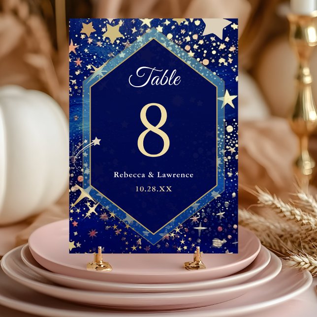 Numéro De Table Mariage bleu nuit étoile céleste (Créateur téléchargé)