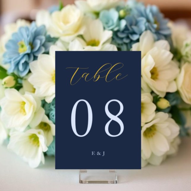 Numéro De Table Mariage Bleu Opulent (Créateur téléchargé)