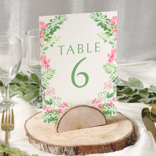 Numéro De Table Mariage bohème élégant rose floral chiffres