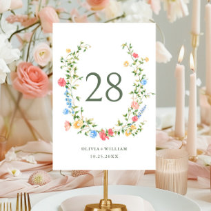 Numéro De Table Mariage Boho du Fleur sauvage Meadow Watercolor