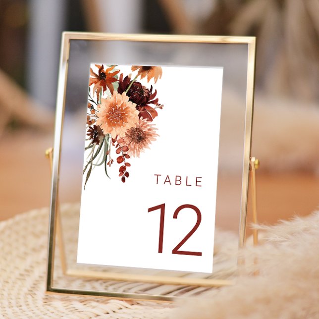 Numéro De Table Mariage Boho en terre cuite : été et automne Flora (Créateur téléchargé)