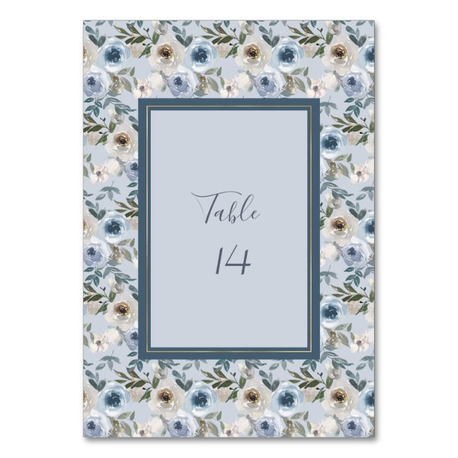 Numéro De Table Mariage botanique bleu et gris (Par défaut)