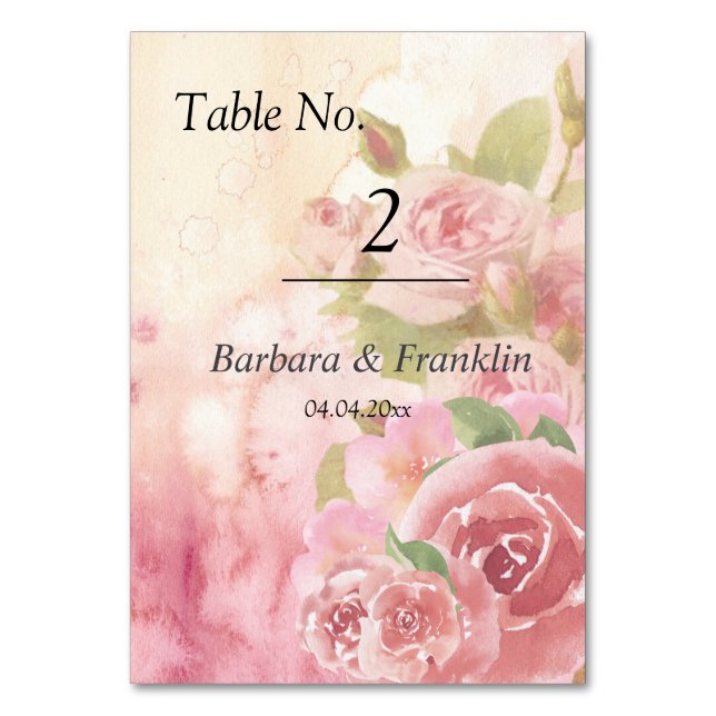 Numéro De Table Mariage botanique Rose (Par défaut)