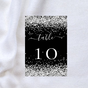 Numéro De Table Mariage brillant parties scintillant argent noir