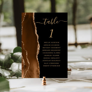 Numéro De Table Mariage Brun Moka Agate Noir