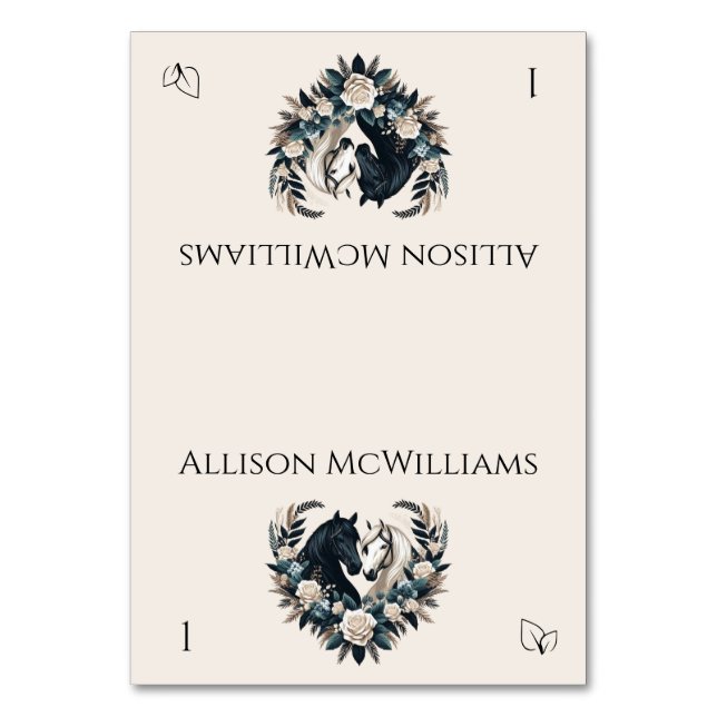 Numéro De Table Mariage campagnard-Chevaux en Amour- Végétarien (Par défaut)