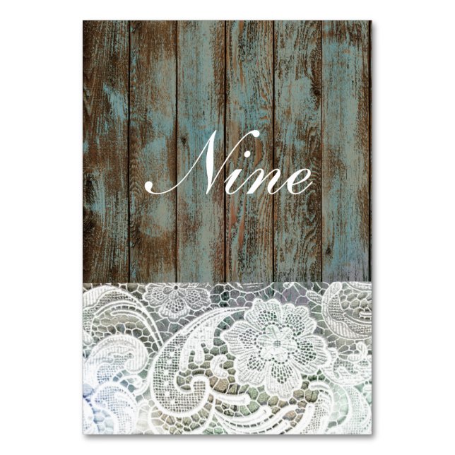 Numéro De Table mariage campagnard en dentelle de grange bleu vint (Par défaut)