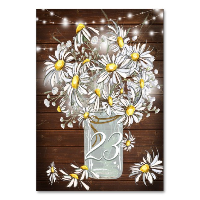 Numéro De Table Mariage campagnard Mason Jar Daisies BarefootBride (Par défaut)
