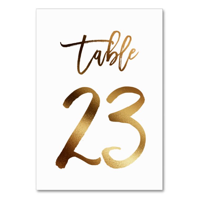 Numéro de table mariage chic de feuille d'or | Tab (Par défaut)
