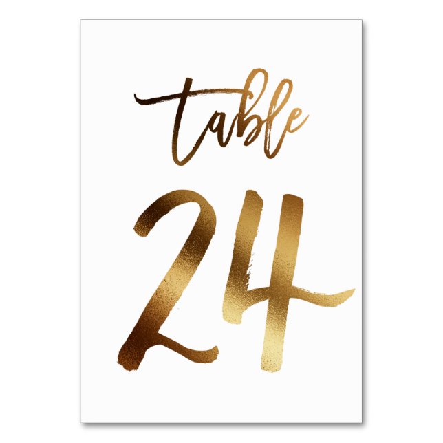 Numéro de table mariage chic de feuille d'or | Tab (Par défaut)