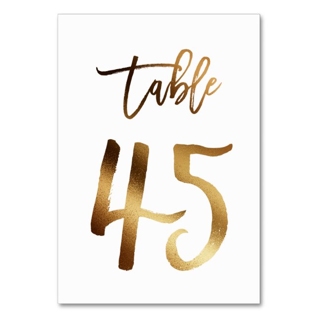 Numéro de table mariage chic de feuille d'or | Tab (Par défaut)