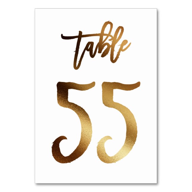 Numéro de table mariage chic de feuille d'or | Tab (Par défaut)