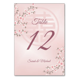 Numéro De Table Mariage chinois en fleurs de cerisier rose poussié