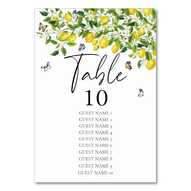 Numéro De Table Mariage citron aquarelle (Par défaut)