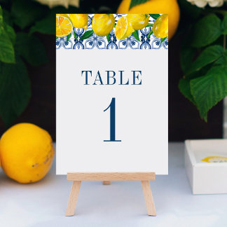 Numéro De Table Mariage citron bleu italien