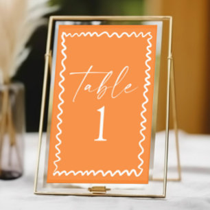 Numéro De Table Mariage Citron Ondeux Fantaisiste Orange