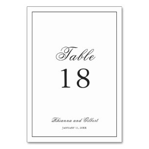 Numéro De Table Mariage Classique aux Frontières Noir et Blanc Int