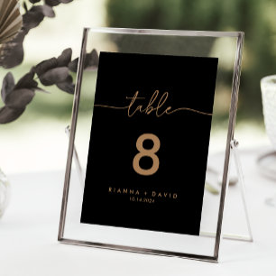 Numéro De Table Mariage classique Black Gold