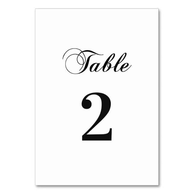 Numéro De Table Mariage classique noir et blanc. Élégant simple (Par défaut)