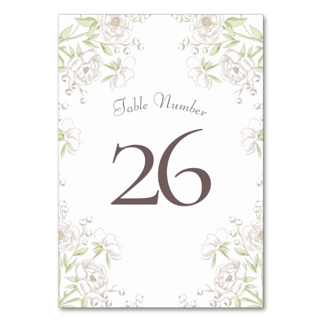 Numéro De Table Mariage Classique Rose Blanche (Dos)