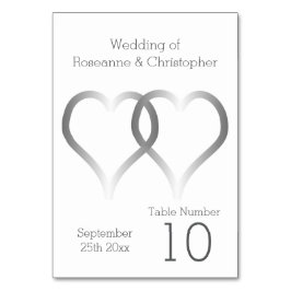 Numéro de table mariage Coeurs d'argent