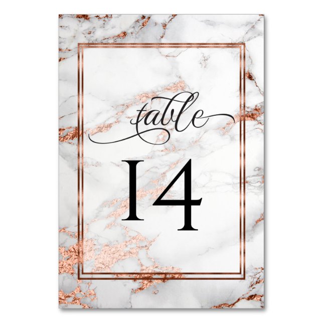 Numéro De Table Mariage cuivre et marbre Élégance Bold (Par défaut)