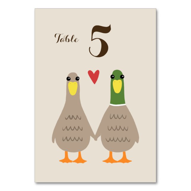 Numéro De Table Mariage Cute Ducks | Joyeux couple marié (Par défaut)