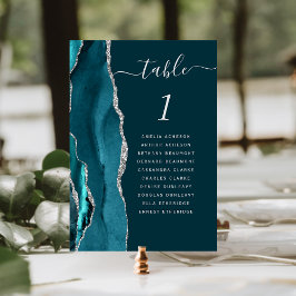 Numéro De Table Mariage d'âge en argent Turquoise foncé Numéro de 