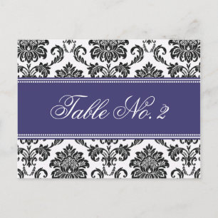 Numéro de table Mariage damassé bleue