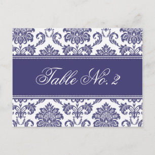 Numéro de table Mariage damassé bleue