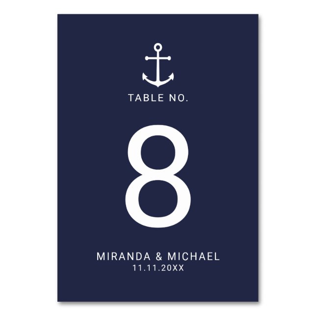 Numéro De Table Mariage d'Ancre bleu marine moderne (Par défaut)