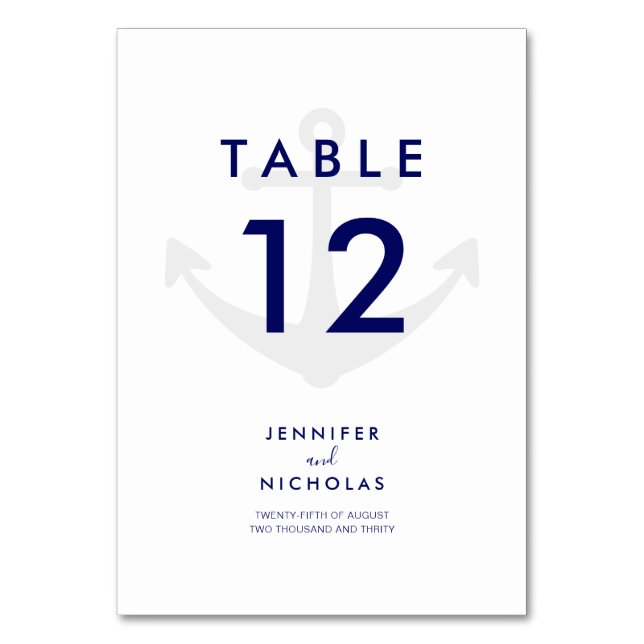 Numéro De Table Mariage d'ancre marine bleu marine moderne (Par défaut)