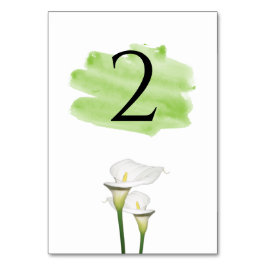 Numéro De Table Mariage d'aquarelle blanc Calla Lilies