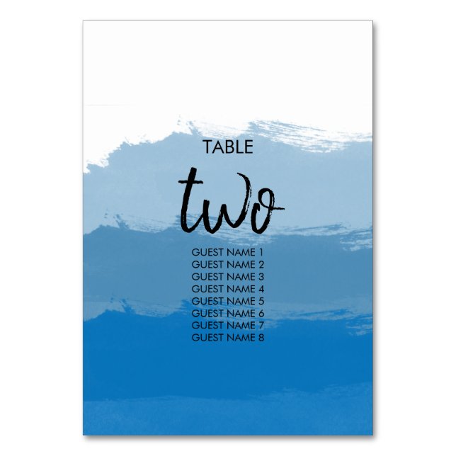 Numéro De Table Mariage d'aquarelle bleu de plage Numéro de tablea (Par défaut)