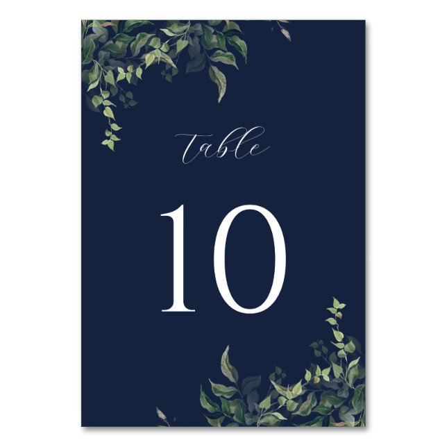 Numéro De Table Mariage d'aquarelle botanique bleu marine (Par défaut)