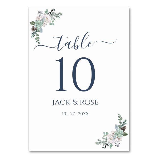 Numéro De Table Mariage d'aquarelle d'hiver (Par défaut)