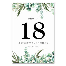 Numéro De Table Mariage d'aquarelle Eucalyptus de verdure rustique