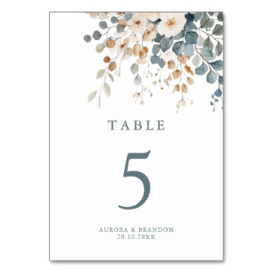 Numéro De Table Mariage d'aquarelle florale moelleuse